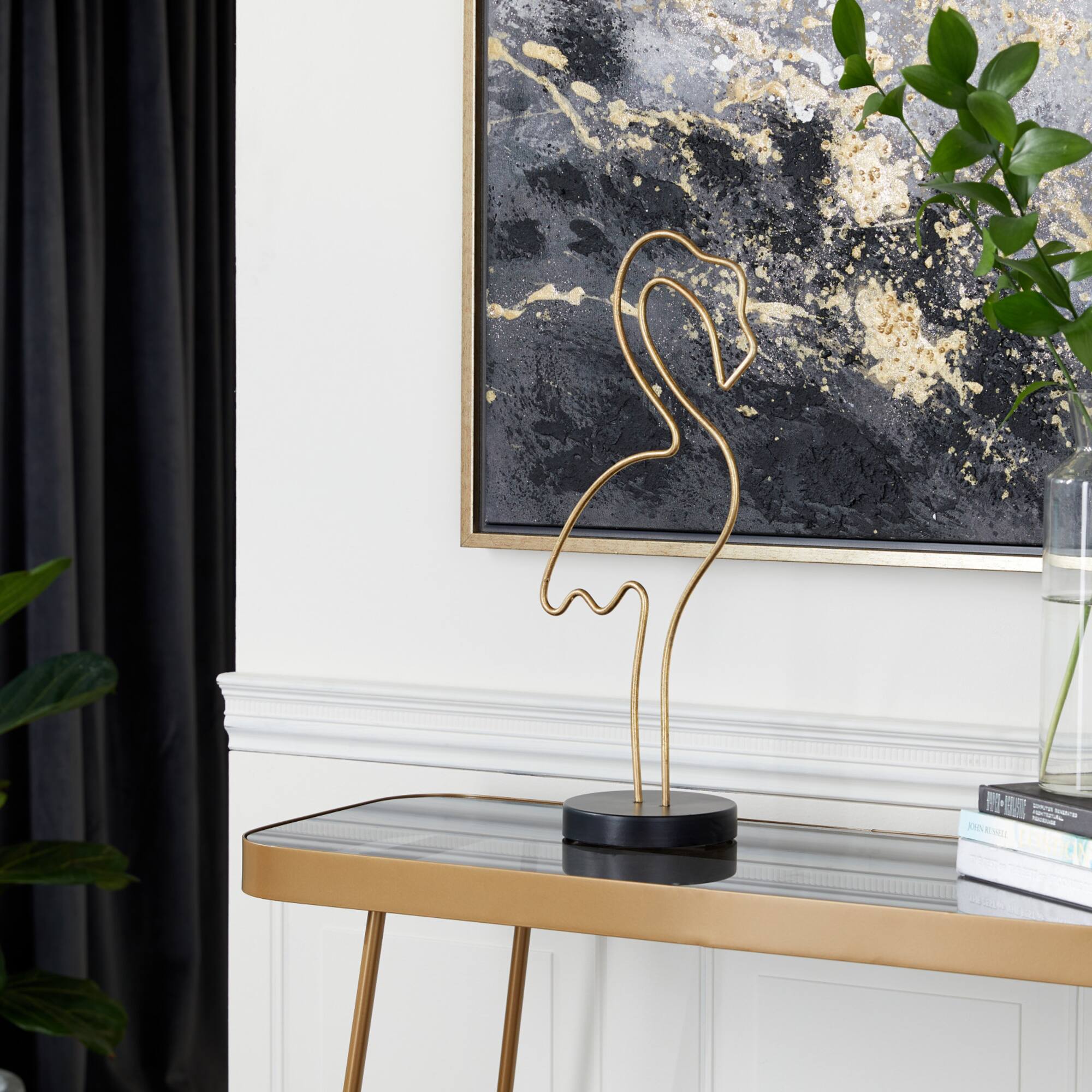 CosmoLiving by Cosmopolitan 18" Gold Contemporary Flamingo Sculpture